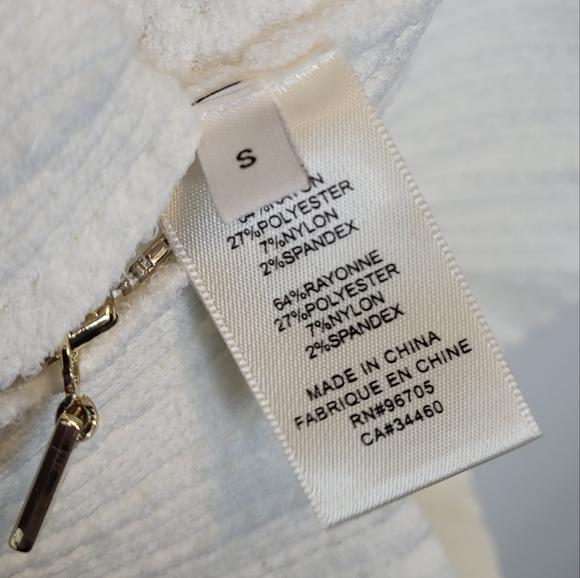 Rebecca Taylor Short Sleeve Cable Zip Sweater S White - Picture 5 of 7